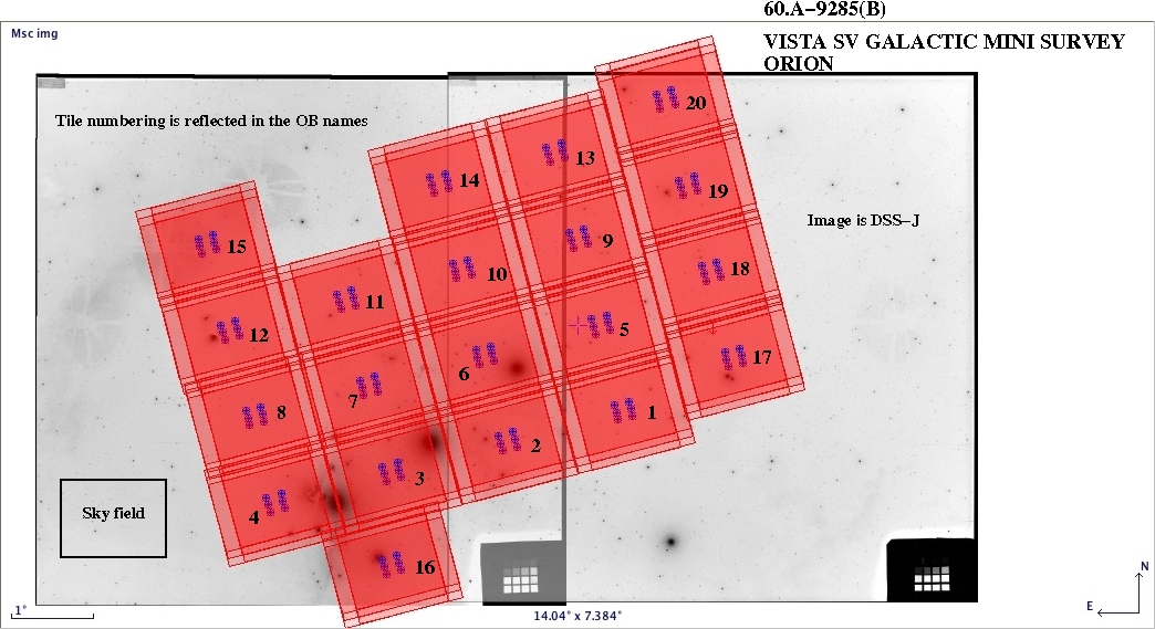 VISTA SV: Galactic mini-survey sky coverage