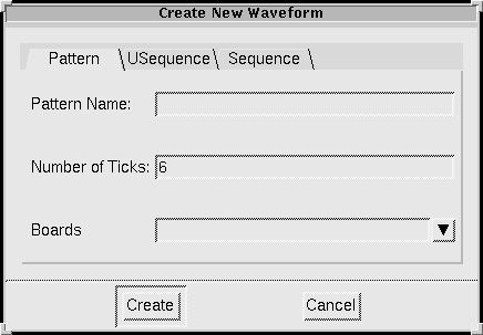 Create new pattern dialog