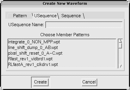 Create new usequence dialog