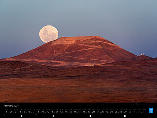 February - Supermoon rising behind Cerro Armazones