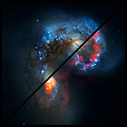 Antennae Galaxies comparison of  ALMA and Hubble observations